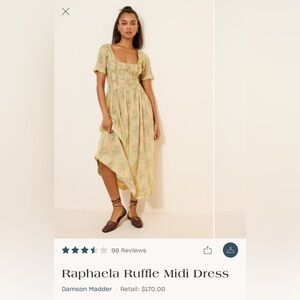 Damsel Madder Raphael’s Midi Dress | Green & Yellow | Size 16 (US 12)